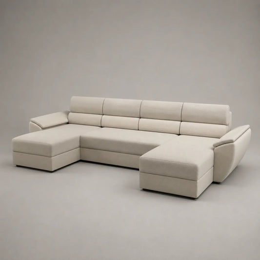 Ecksofa Stoff Beige L-Form 275x210 cm