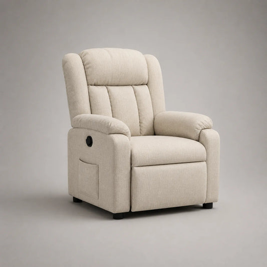 Stoff Sessel Beige mit verstellbarer Rückenlehne