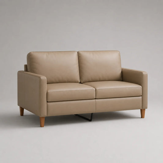 Zweisitzer-Sofa aus Leder Beige