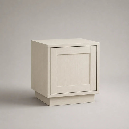 Holz Nachttisch mit Eschenfurnier Beige 60x40x40 cm