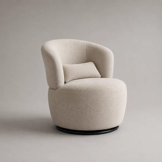 Drehbarer Sessel aus Leinenmischgewebe Beige