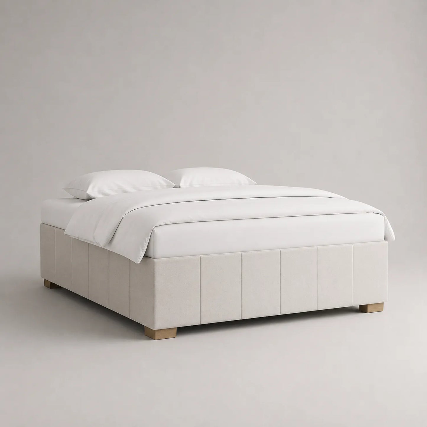Polsterbett Doppelbett Holz Leinen Creme 200x180 cm