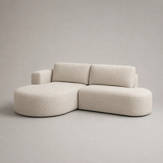 Ecksofa aus Bouclé-Stoff Beige