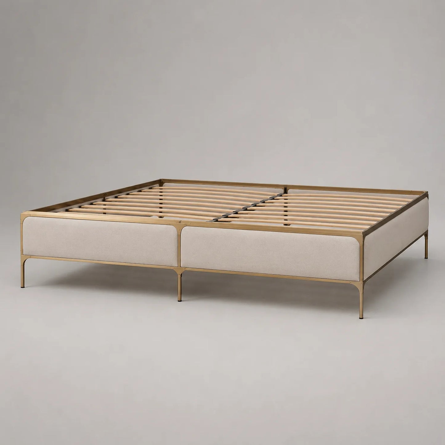 Metallbettgestell mit Leinenpolsterung 200x160 cm Beige