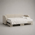 Beige Stoff Schlafsofa mit Matratze 200x140 cm