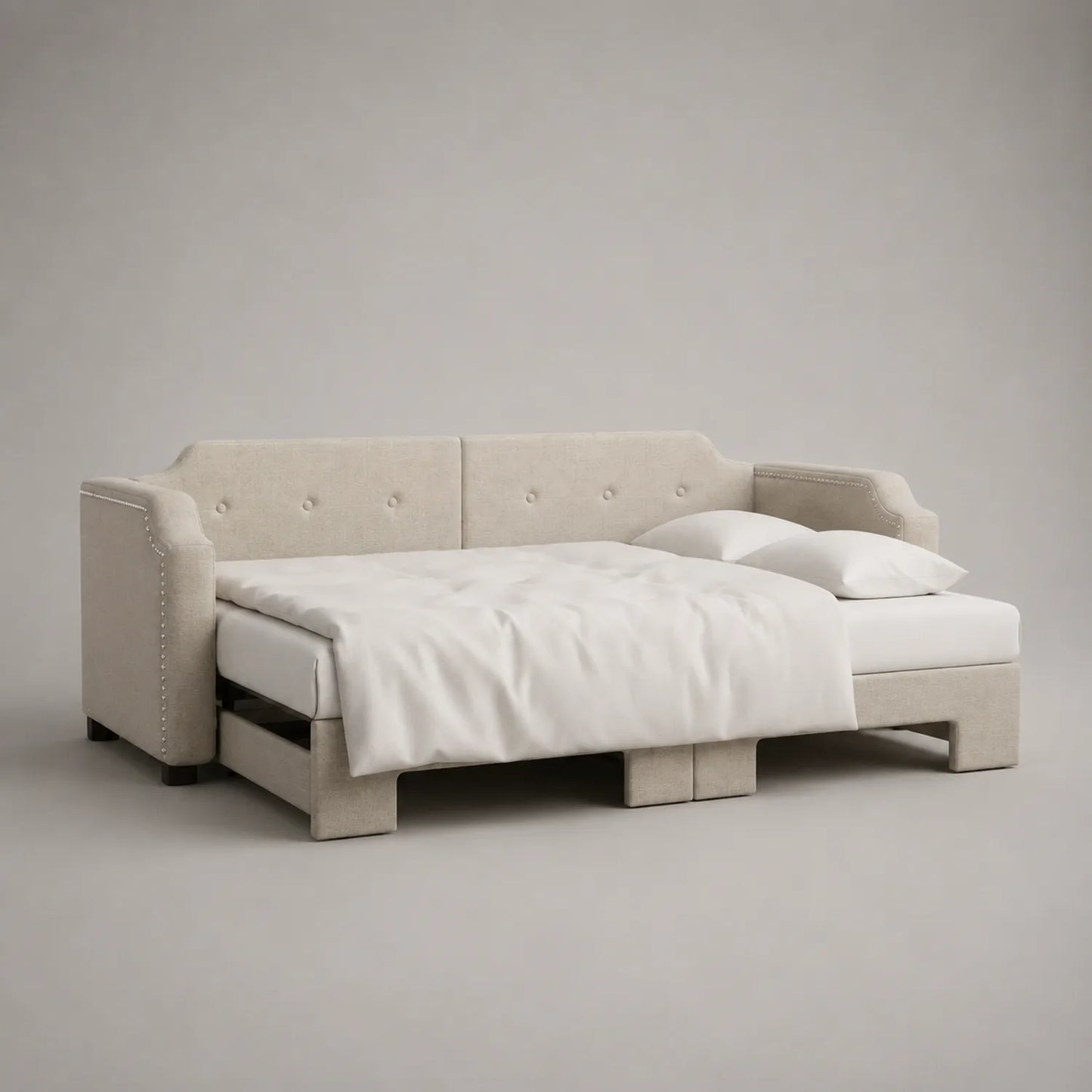 Beige Stoff Schlafsofa mit Matratze 200x140 cm