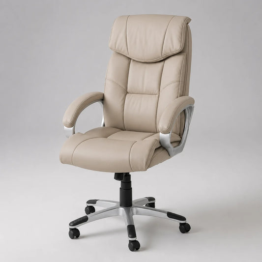 Bürostuhl aus Kunstleder Beige mit Aluminiumrahmen