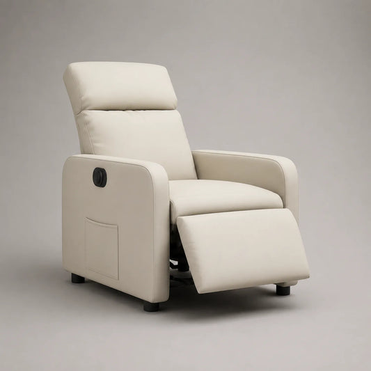 Verstellbarer Sessel aus PU-Leder, Beige