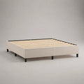 Bettgestell Doppelbett Holz Metall Leinen Beige 200x160 cm
