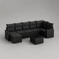 Modulares Rattan Ecksofa-Set mit Tisch aus Polyrattan in Schwarz