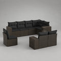 8-teiliges Polyrattan-Sofa-Set mit schwarzen Kissen