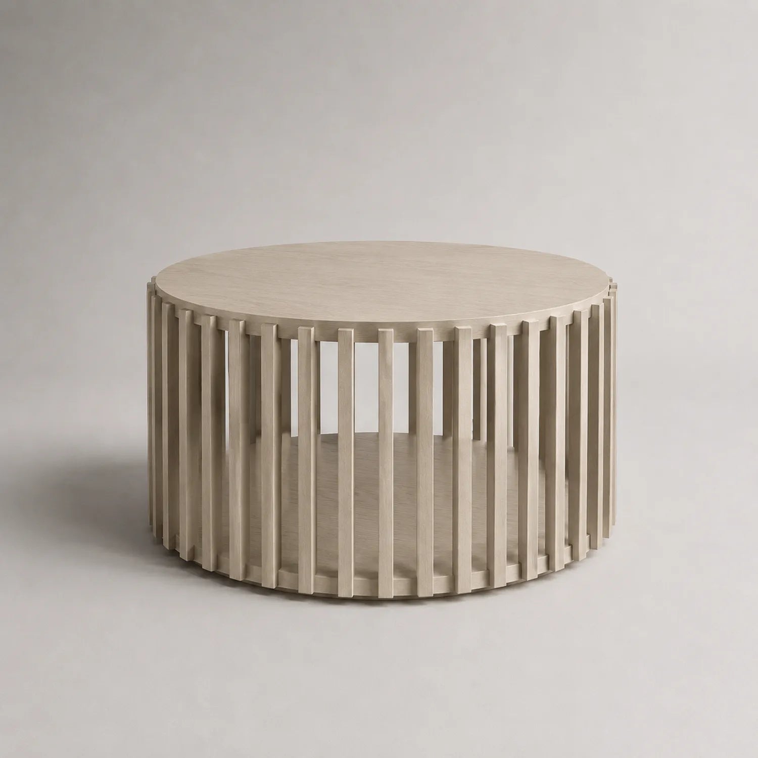 Runder Couchtisch aus Holz im Latte-Design 80cm Beige
