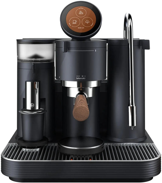 Siebträger-Espressomaschine Meraki Siebträgermaschine mit Mahlwerk 2. Generation, 2 l Wassertank, schwarz, 37 cm breit
