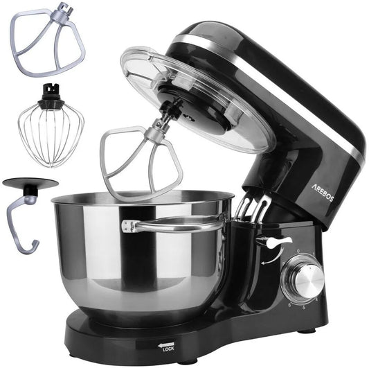 Knetmaschine Arebos Küchenmaschine 1500W 6,0l schwarz, aus Kunststoff